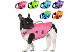 PETDSH Dog Life Jacket Medium, High Flotation Dog Life Vest for Swimming Boating, Reflective Puppy Lifejacket with Superior Buoyancy and Rescue Handle, Adjustable Safety Dogs Floating Vests