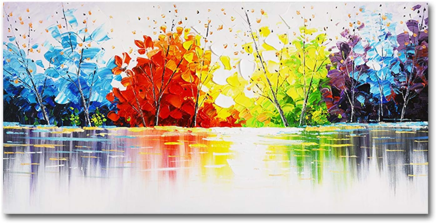 YCCYI Pintura al óleo Colorida del árbol en la Lona Pinturas del