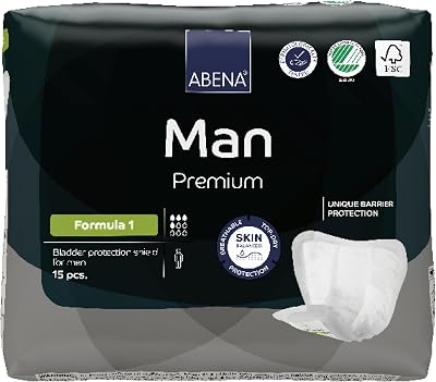 Abena Man Formula 1 Incontinence Pads for Men 15 Pack 450ml