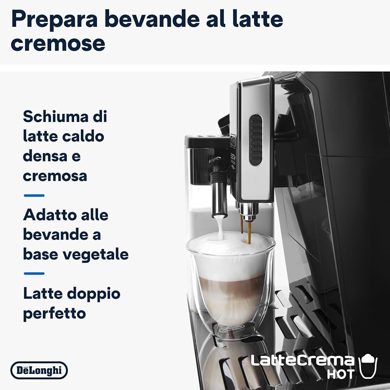 Eletta Cappuccino Evo ECAM46.860.B, Macchina Caffè Automatica con Montalatte Automatico, Espresso e Cappuccino One-Touch, 6 Ricette Preimpostate, Schermo LCD, Nero