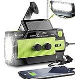 [2021 Newest] Emergency-Hand-Crank-Radio,4000mAh Portable Weather Solar Radios with Motion Sensor Reading Lamp,3 Gear LED Fla