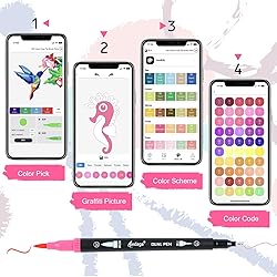 AEDAGA 100 Colors Numbered Dual Tip Brush Pens with