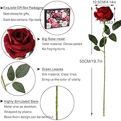 Cloudecor 15Pcs Artificial Roses Velet Real Touch