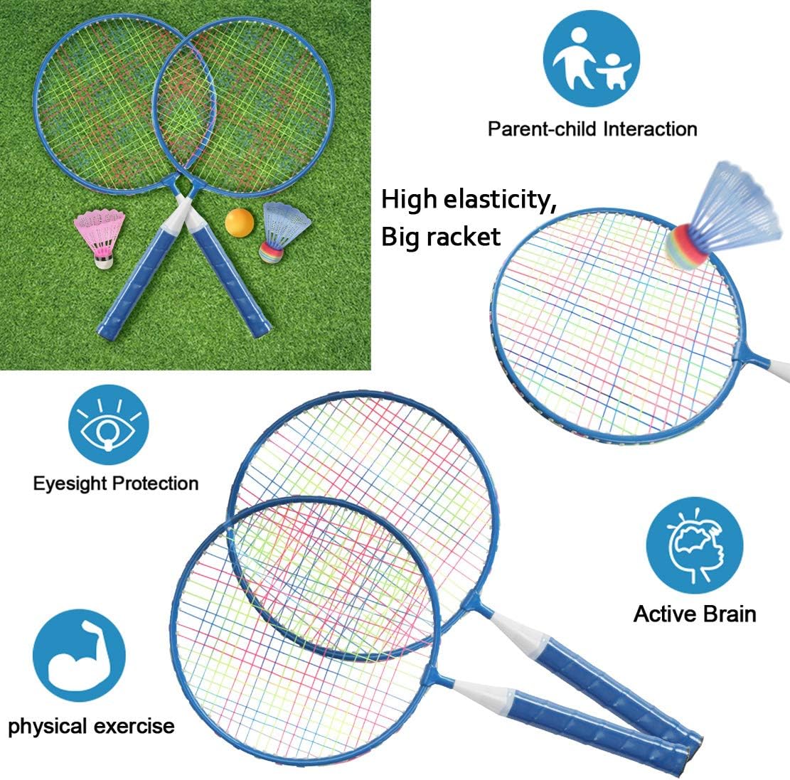 STSTECH Badminton Rackets for Children, 12 in 1 Shuttlecocks Racquet Sports Set w/Lightweight Carrying Bag for Kids Professionals Beginner Players Indoor Outdoor Sport Game (BLUE-01) : Sports & Outdoors
