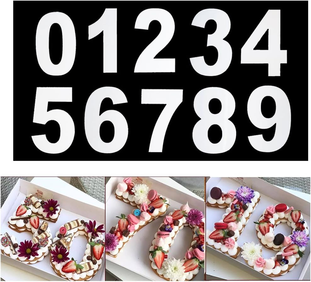 10 Inch Numbers 0-8 Cake Tins Molds (Set of 9) for Baking Fillings Layered Cakes Numeral Shaped Birthday Wedding Party Decoration(25cm))