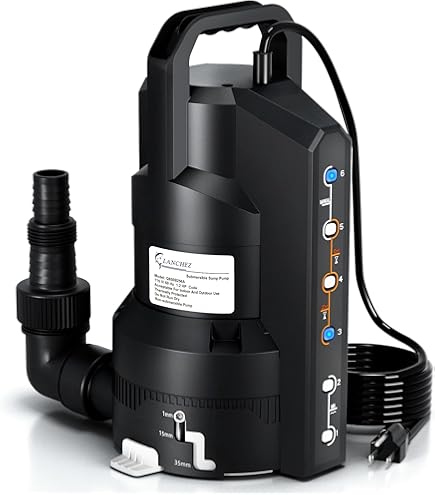 LANCHEZ 3/4HP 4500GPH Automatic Sump Pump with 6 Modes, Clean