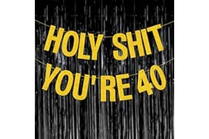 Yasmart Life 40th Birthday Decorations Women Men Pre-Strung Gold Glitter Birthday Banner Party Decoration Sign Funny Banner 40th Bday Party Supplies banner