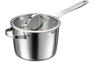 Tramontina Tempo Tri-Ply Base Stainless Steel 4-Quart Saucier Pan with Glass Lid, Induction-Ready Sauce Pot, Oven-Safe, Dishw