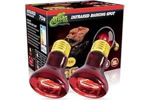 MISDOOD Reptile Heat Lamp Bulb 75W 2PCS, Infrared Heat Emitter Red Heat Lamp for Reptile Amphibian, Infrared Basking Spot Light Bulb