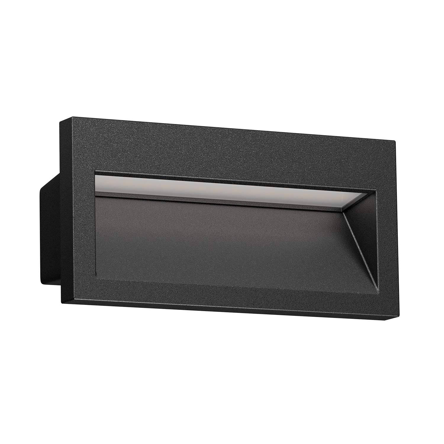 ledscom.de LED recessed wall Light NOLA, Downlight for Outdoors, IP54, Black matt, 140 x 70mm, Warm White