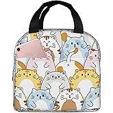 Echoserein Cute Cat Kawaii Kitten Lunch Bag Insulated Lunch Box Reusable Lunchbox Waterproof Portable Lunch Tote For Women Men Girls Boys