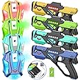 Rechargeable Laser Tag Set with Vests, Upgrade Laser Tag Guns Set of 4 with Mist Spray Effect & LED Digital, Multi Player Laser Tag Set for Kids Toy for Teen Boys & Girls, Ages 8+