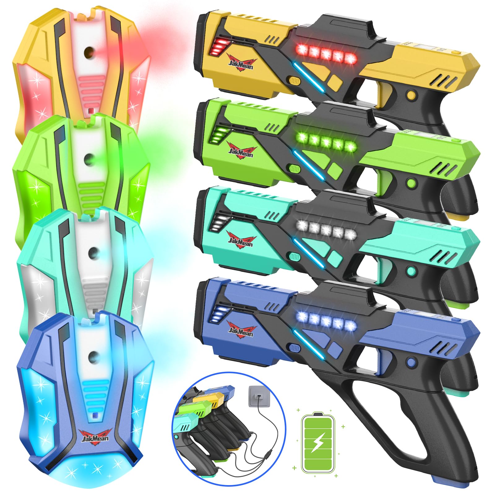 Photo 1 of Rechargeable Laser Tag Set with Vests, Upgrade Laser Tag Guns Set of 4 with Mist Spray Effect & LED Digital, Multi Player Laser Tag Set for Kids Toy for Teen Boys & Girls, Ages 8+