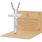 DS Christian Cross Necklace for Men Women-18K Gold Stainless Steel Crucifix Necklaces with Inspirational Bible Verse Religious Gift for Prayer Faith Jesus/God-Catholic Christian Pendant Jewelry