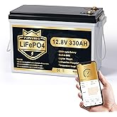 PUPVWMHB 12V 330Ah MINI LiFePO4 Lithium Battery, Bluetooth Lithium Battery, 200A BMS, up to 15000 Cycles, Max.4224Wh Energy w