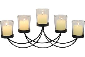 STONEBRIAR Briarwood Black Metal Votive Candelabra, Decorative Candle Centerpiece, Elegant Candle Holders, Centerpiece for Weddings, Parties, Dining Table, and Mantel