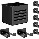 PEGZONE Pegboard Accessories Organizer Kit PEGBOARD ONLY, Including 2 Headphone Holder, 1 Pen Cup &amp; 5 Hooks, Fits Pegboard for Desk Setup, Office, Gaming Room &amp; Home Wall Storage, 8PCS Black
