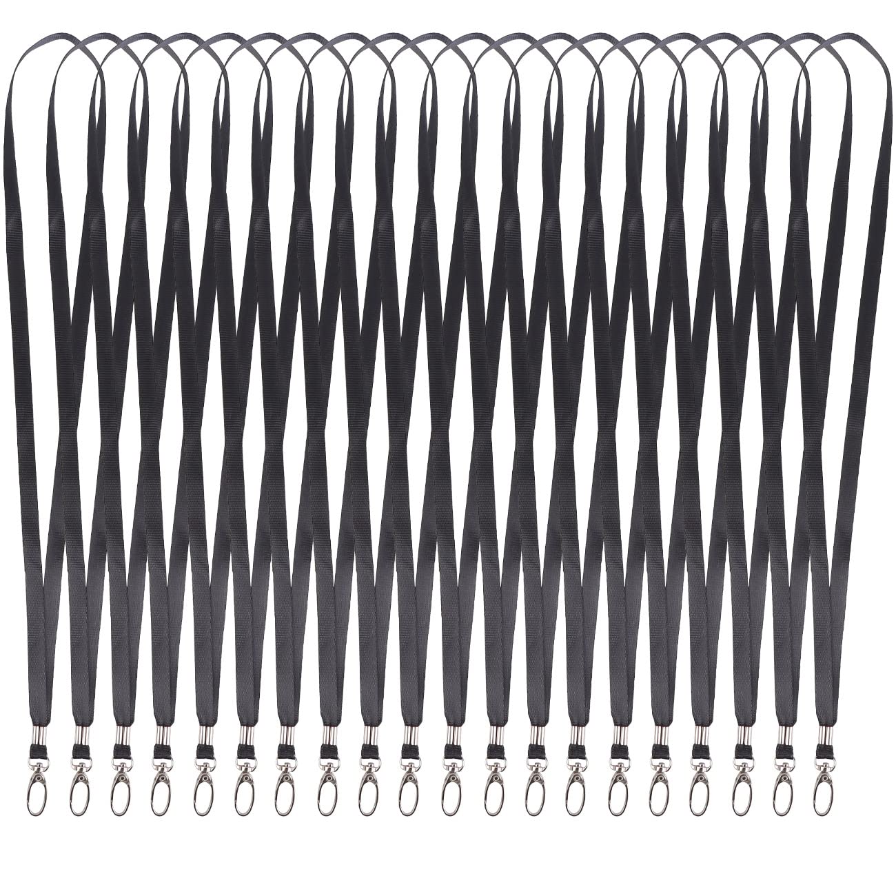 20 Pcs Black Lanyard Neck Strap Office Lanyards,Lanyards for Neckwith Breakaway Safety Clip&Metal Swivel Hooks Clips,for ID Card,Keys, Whistles,USB (45cm), 80 (C-4)