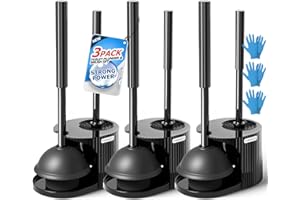 FORASTO 3Pack 2 in 1 Toilet Brush and Plunger Set, Extended Handle Plunger,Toilet Bowl Brush Plunger Set,Bathroom Cleaning Tools,Toilet Brush Plunger Combo,Cleaning Brush,Cleaning Supplies (21inch)