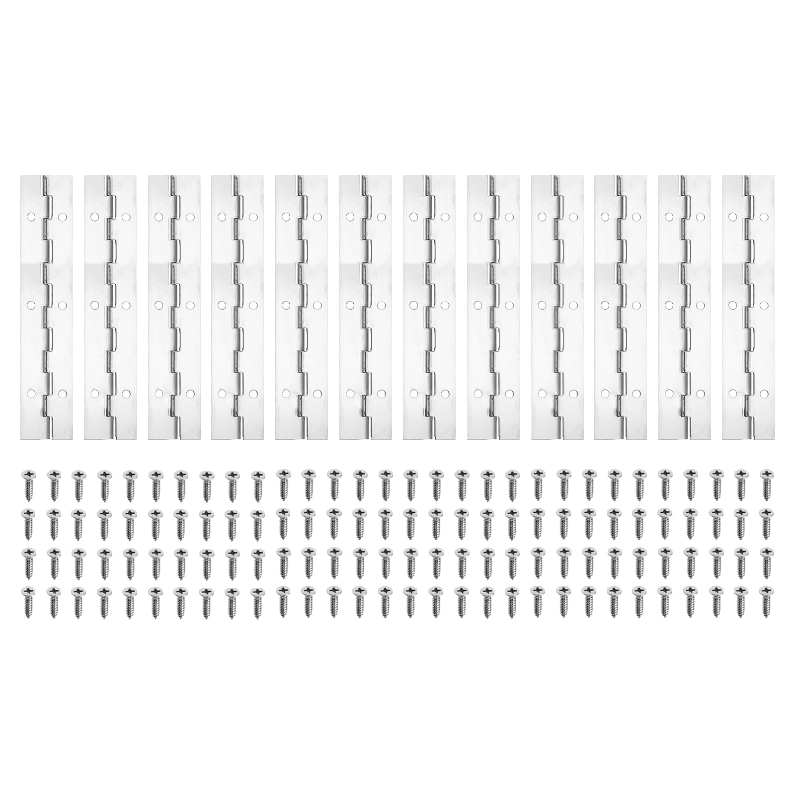 PATIKIL 6x1.2 Inch Piano Hinge,12 Pcs 304 Stainless Steel Continuous Hinge with Holes for Piano Gate Door Wooden Storage Box Cabinet Boat,Silver