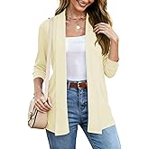 LOMON Womens 3/4 Sleeve Cardigan Open Front Lightweigh Casual Cardigan with Pockets