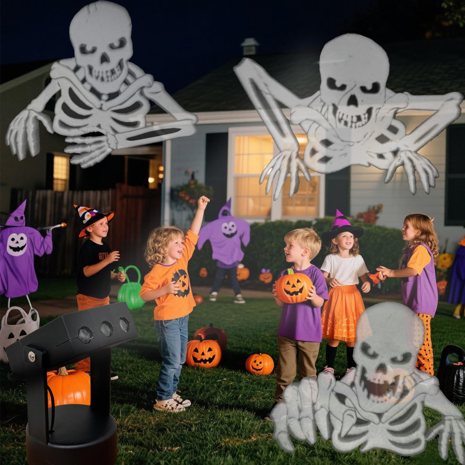 Photo 1 of **BOTTOM PART MISSING SCREWS**NEEDS BATTERIES**
Halloween Projector Light, Skeleton Ghost Projector with 3 Moving Patterns for Outdoor Indoor, Halloween Decoration for Home, Yard, Garden, House Party
