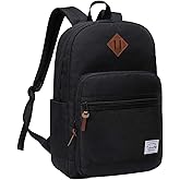 VASCHY School Backpack, Water Resistant Casual Daypack Travel Backpack Bookbag for Men Women with Padded Laptop Sleeve Black