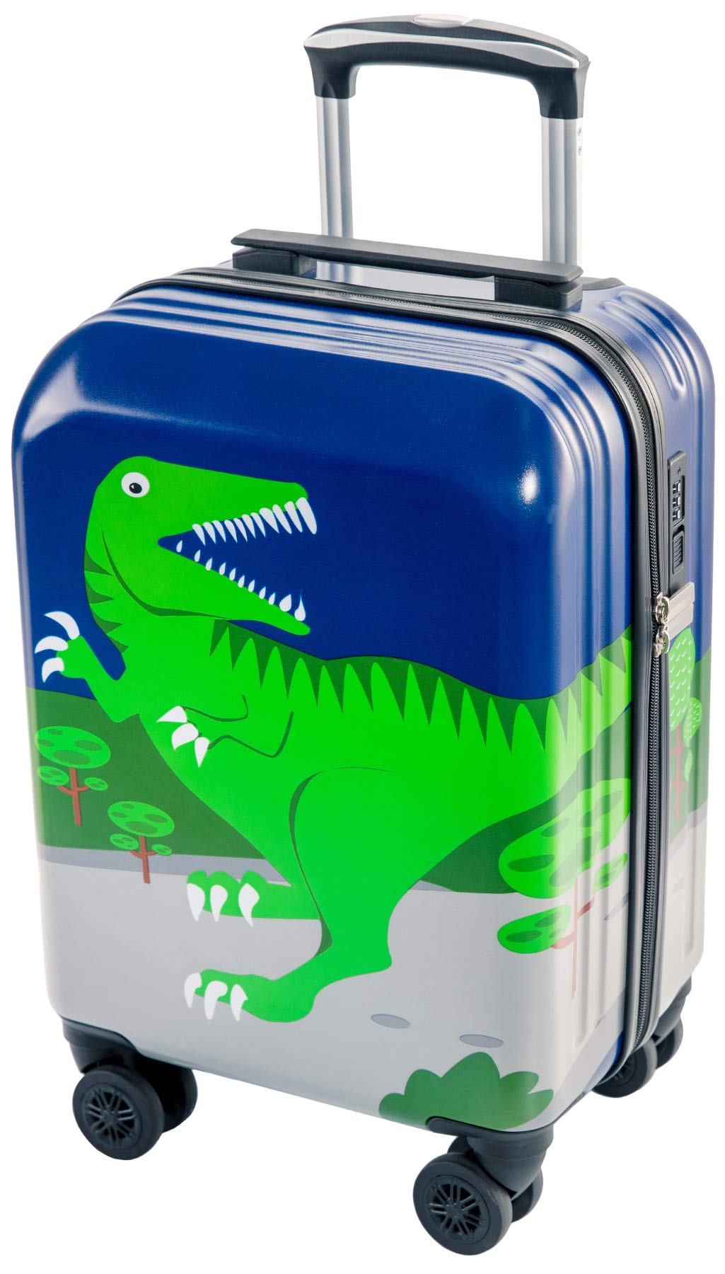 Lttxin Kids' Luggage 19inch Polycarbonate Upgrade Carry On Rolling Suitcase Hard Shell For Boys (Cute Dinosaur-Perfect Printing)