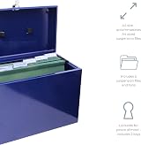 Cathedral A4 Steel File Box with 5 Suspension Files Desktop Blue UK Made view 3