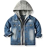 TJTJXRXR Little Boys Girls Cardigan Hooded Lapel Zipper Pocket Baby Denim Coat Jackets Outerwear