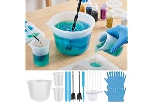 36 Pcs Silicone Resin Measuring Cups Tool Kit Reusable Silicone Resin Mixing Measuring Cups for Molds Jewelry Making Easy to 