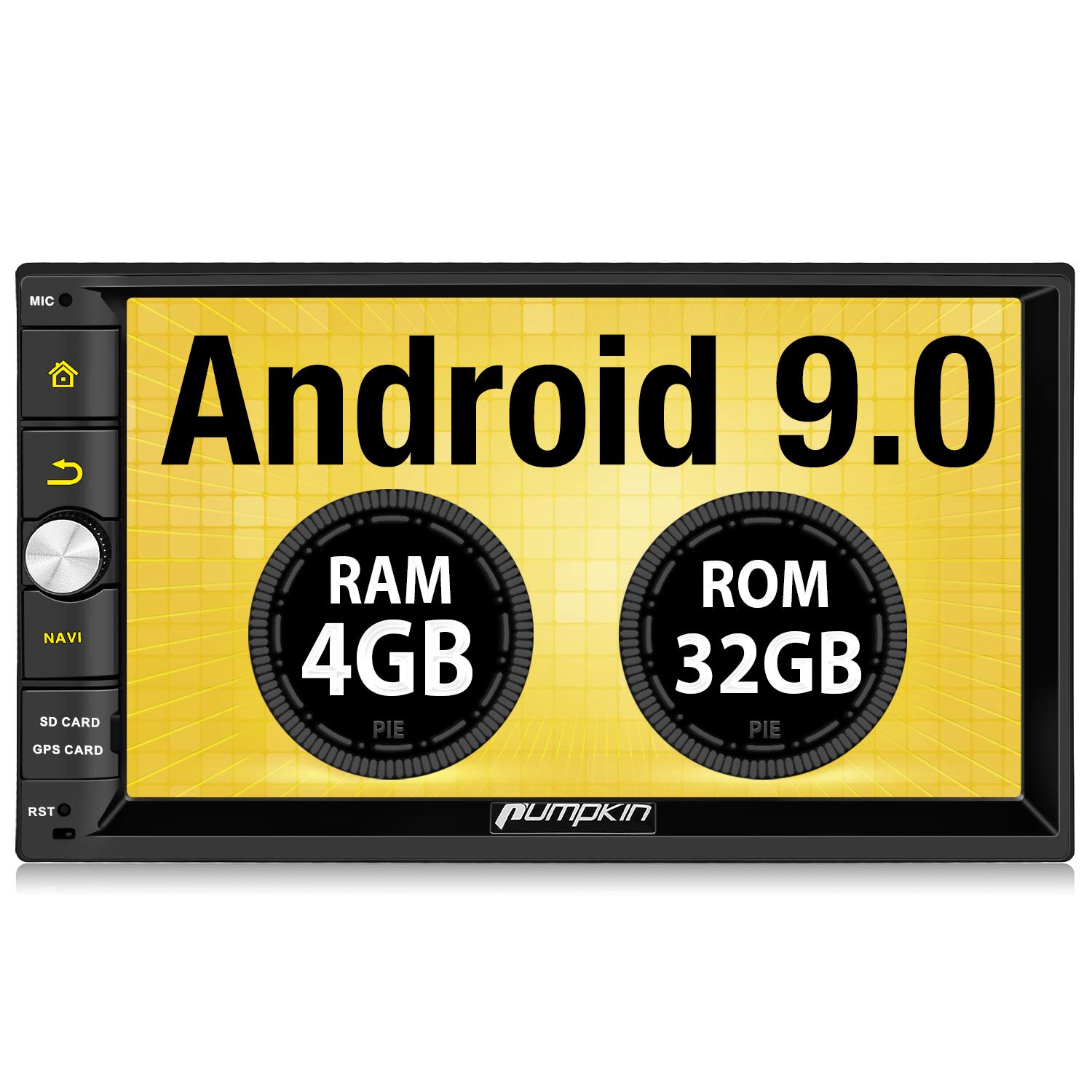 PUMPKIN Android 9.0 Double Din Car Stereo Head Unit 4GB RAM Sat Nav