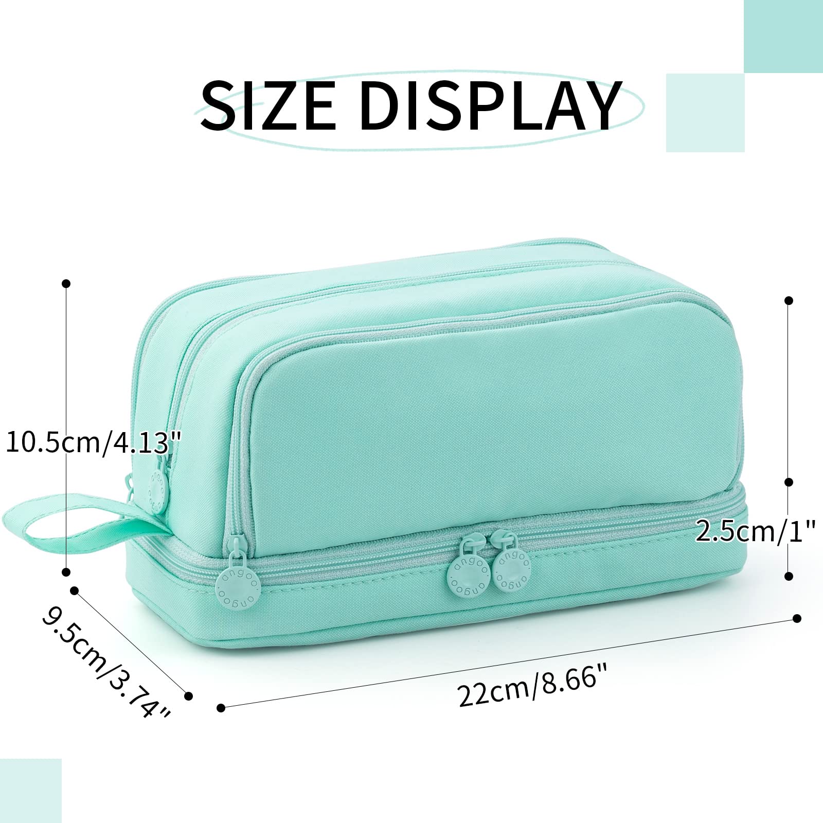 CICIMELON Large Capacity Pen Pencil Case with 4 Compartments, Multi-Slot Pencil Pouch Bag Aesthetic School Supplies Organizer for Teens Adults (Mint Green)