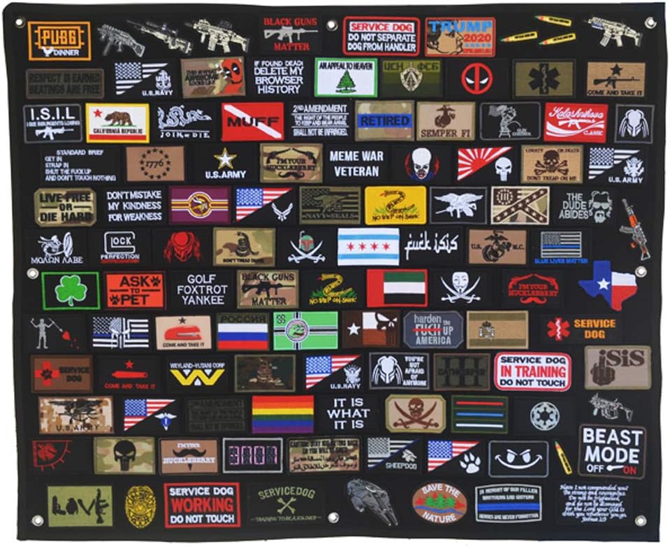 WZT Tactical Military Combat Morale Patch Holder Display Board Hook & Loop Patch Panel25.6"35")