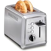 Hamilton Beach 2 Slice Toaster with Extra-Wide Slots, Bagel Setting, Toast Boost, Slide-Out Crumb Tray, Auto-Shutoff &amp; Cancel Button, Defrost Function, Stainless Steel (22794)