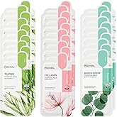 Mediheal Sheet Mask Essential HERO 30 Pack (Collagen, Tea Tree, Madecassoside) | Korean Skincare Facial Sheet Mask Combo, Moisturizing, Soothing and for Blemishes