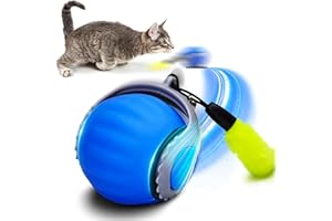 wisafoi 2025 Interactive Cat Toy for Indoor Cats, Speedy Ball with Tail, Automatic Moving Cat Balls for Bored Indoor Adult Cats, 360°Automatic Rolling Ball Toy, Two Speed Adjustment（Blue）