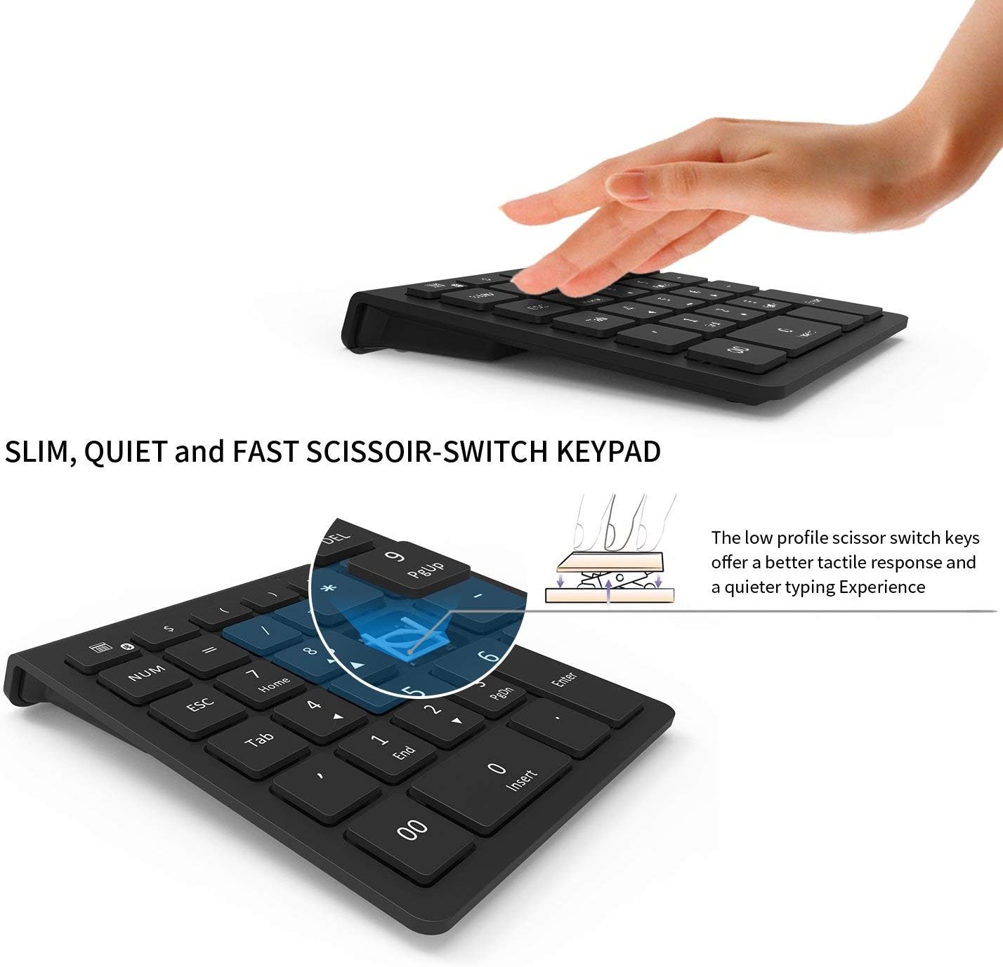 Jelly Comb Bluetooth Numeric Keypad, Ultra Slim Full Size 28key