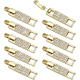 PH PandaHall Bracelet Extender Clasps 10pcs Foldover Extension Jewelry Clasps Cubic Zirconia Fold Over Necklace Extenders Golden Fold Over Clasp for Bracelets Necklaces Anklets Repair Jewelry Making