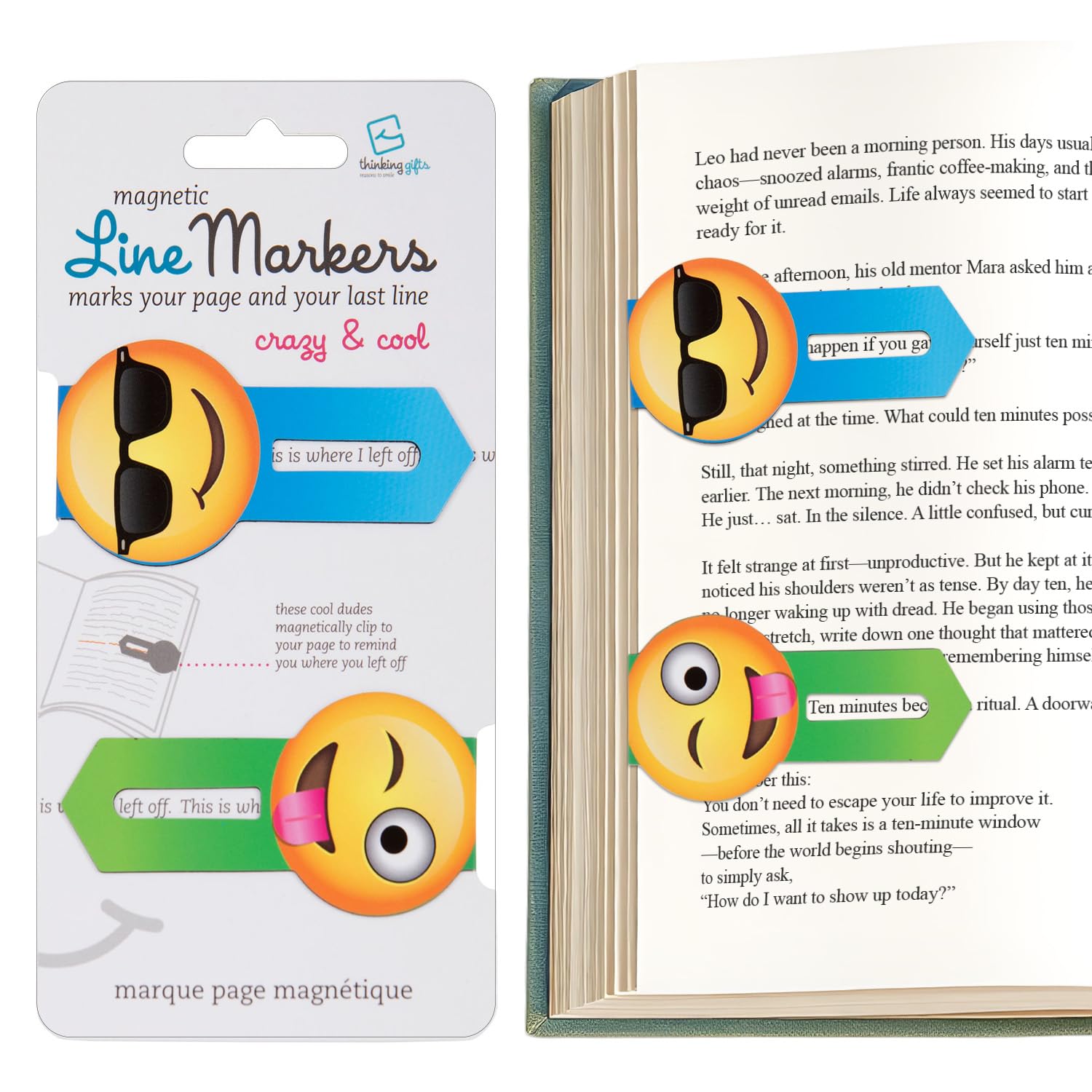 Gifts for Readers & Writers Linemarker Magnetic Bookmarks - Set of 2 | Page Holder Set | Book Holder Clips for Reading | Stylish Magnet Page Markers | Gift Idea for Readers, Book Lovers