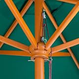 Harbour Housewares Green Garden Parasol 2.7m Pulley Wooden Umbrella view 4