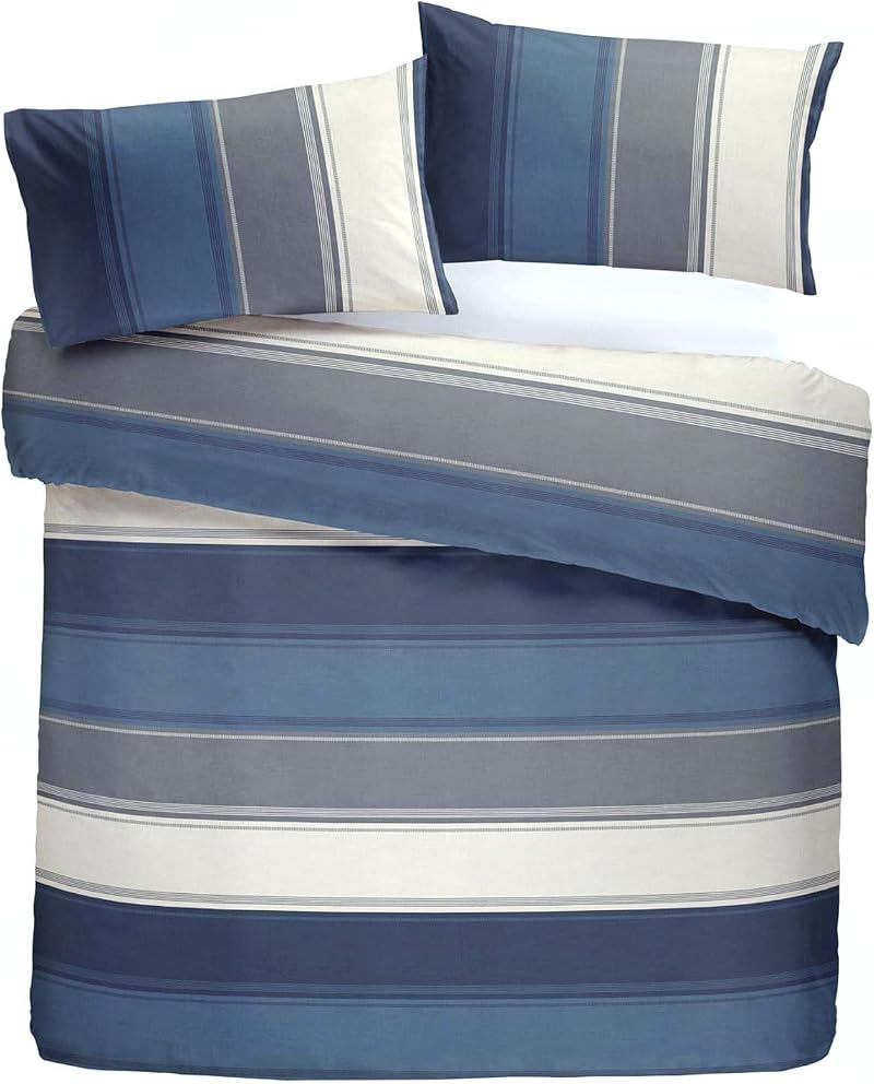 Fusion Betley Classic Wide Stripe Duvet Cover Set Double Blue