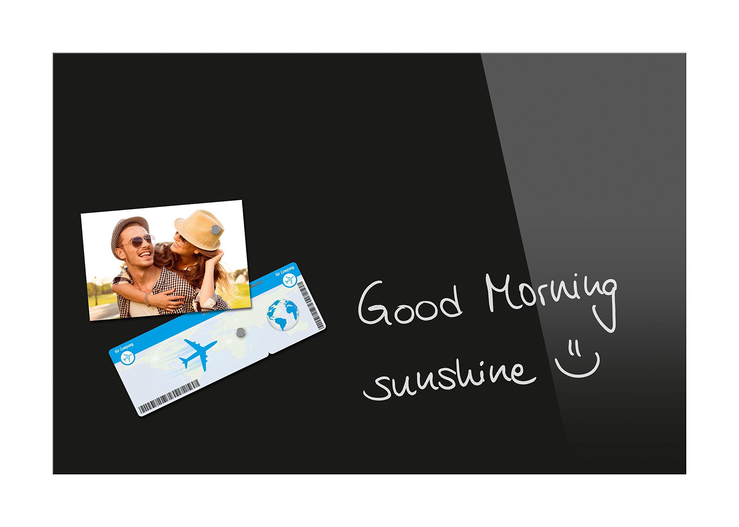 Be!Board B1201 Magnetic Glass Board / Magnetic PinBoard / WhiteBoard / Dry Wipe Board, 60 x 40 cm, Black
