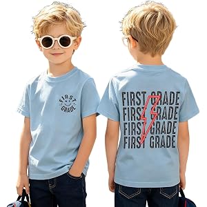 BOUTIKOME Girls Boys Back to School Shirt 1st 2nd 3rd Grade Short Sleeve T-Shirt Kids First Day of School Tee Tops Summer
