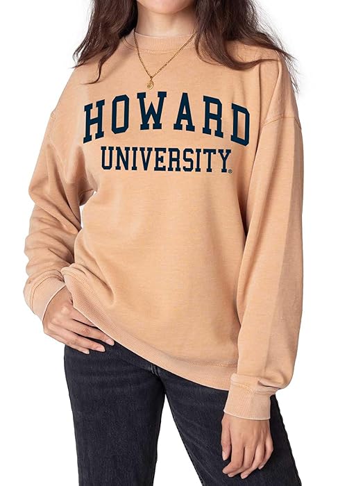 chicka-d Women's Standard Oversized Dropped Shoulder Crewneck Fleece Sweatshirt | NCAA Classic Arch Over Neutral