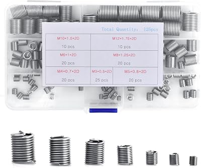 Daelesr 125PCS M3-M12 304 Stainless Steel Helicoil Wire Thread Inserts 2D