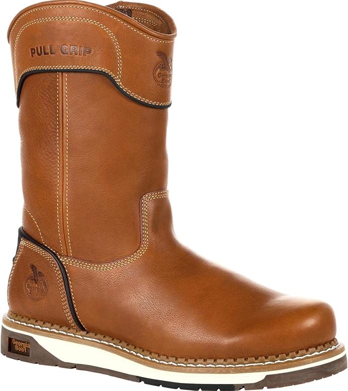 wedge pull on work boots