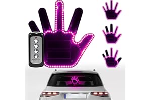 DIBMS LED Gesture Finger Light with Remote, Battery Powered 4 Lighting Modes Auto Off Funny Window Sign Light Car Truck Accessories for Men Women Pink