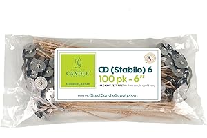 Direct Candle Supply Candle Wicks for Candle Making | 6 inch Stabilo CD 6 Wicks | 100pcs of Cotton Wicks for Candles and Candle Making Supplies, White