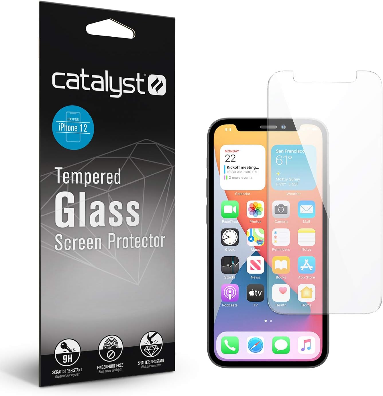 Catalyst Designed for iPhone 12 Mini Tempered Glass Screen Protector with Cleaning Pad, Shatter Proof